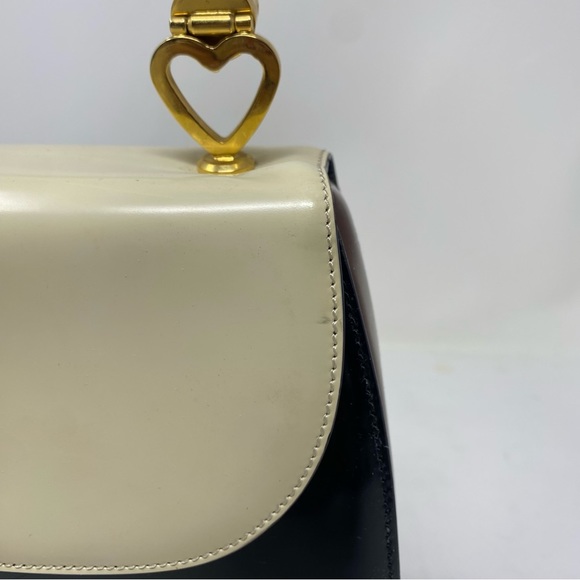 Moschino Ivory Black Color Block Leather Bag - Picture 3 of 13
